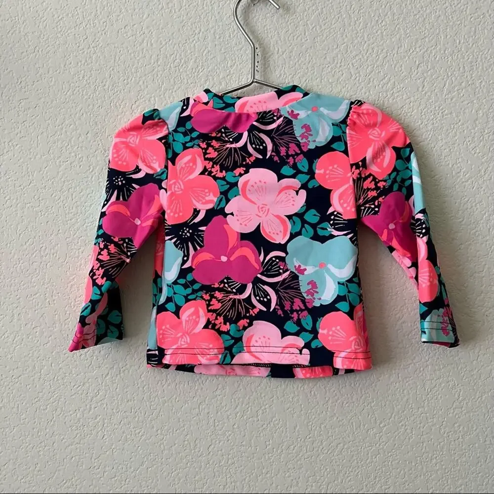 Just One You By Carter’s pink floral black long sleeve rashguard top